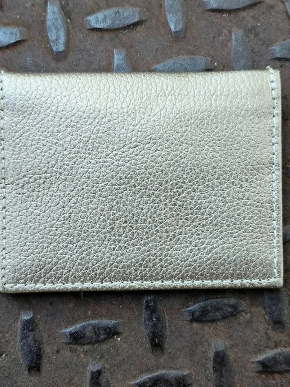 Handmade Card Holder Gold Tone Genuine Leather Bifold Small Purse Cardholder